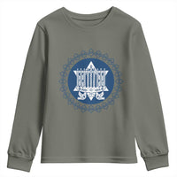 Hanukkah Vintage Menorah Peace Doves Youth Sweatshirt Festival Of Lights Gift - Wonder Print Shop