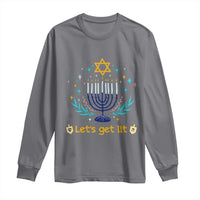 Funny Hanukkah Long Sleeve Shirt Lets Get Lit Jewish Holiday Gift - Wonder Print Shop