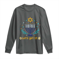 Funny Hanukkah Long Sleeve Shirt Lets Get Lit Jewish Holiday Gift - Wonder Print Shop