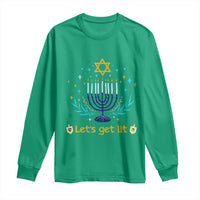 Funny Hanukkah Long Sleeve Shirt Lets Get Lit Jewish Holiday Gift - Wonder Print Shop