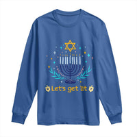 Funny Hanukkah Long Sleeve Shirt Lets Get Lit Jewish Holiday Gift - Wonder Print Shop