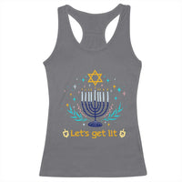 Funny Hanukkah Racerback Tank Top Lets Get Lit Jewish Holiday Gift - Wonder Print Shop