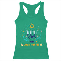 Funny Hanukkah Racerback Tank Top Lets Get Lit Jewish Holiday Gift - Wonder Print Shop