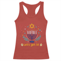 Funny Hanukkah Racerback Tank Top Lets Get Lit Jewish Holiday Gift - Wonder Print Shop