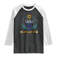 Funny Hanukkah Raglan Shirt Lets Get Lit Jewish Holiday Gift - Wonder Print Shop