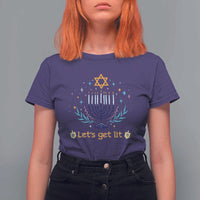 Funny Hanukkah T Shirt For Women Lets Get Lit Jewish Holiday Gift - Wonder Print Shop