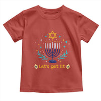 Funny Hanukkah Toddler T Shirt Lets Get Lit Jewish Holiday Gift - Wonder Print Shop