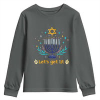 Funny Hanukkah Youth Sweatshirt Lets Get Lit Jewish Holiday Gift - Wonder Print Shop