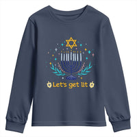 Funny Hanukkah Youth Sweatshirt Lets Get Lit Jewish Holiday Gift - Wonder Print Shop