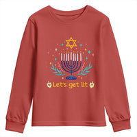 Funny Hanukkah Youth Sweatshirt Lets Get Lit Jewish Holiday Gift - Wonder Print Shop