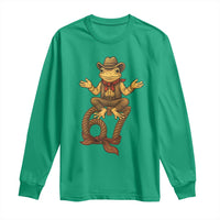 Funny Frog Cowboy Six Seven Meme Long Sleeve Shirt 67 Doot Doot Western Animal Trend Gift - Wonder Print Shop