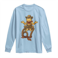 Funny Frog Cowboy Six Seven Meme Long Sleeve Shirt 67 Doot Doot Western Animal Trend Gift - Wonder Print Shop