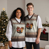 Six Seven Meme Cowboy V-Neck Knit Sweater Vest Funny Western 67 Trend Gift - Wonder Print Shop