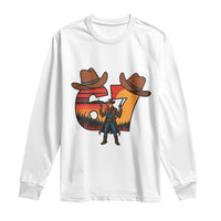 Six Seven Meme Cowboy Long Sleeve Shirt Funny Western 67 Trend Gift - Wonder Print Shop