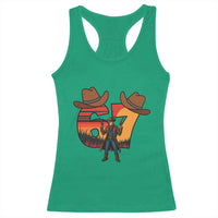 Six Seven Meme Cowboy Racerback Tank Top Funny Western 67 Trend Gift - Wonder Print Shop