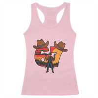 Six Seven Meme Cowboy Racerback Tank Top Funny Western 67 Trend Gift - Wonder Print Shop