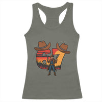 Six Seven Meme Cowboy Racerback Tank Top Funny Western 67 Trend Gift - Wonder Print Shop