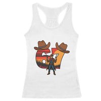 Six Seven Meme Cowboy Racerback Tank Top Funny Western 67 Trend Gift - Wonder Print Shop