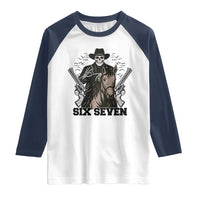 Six Seven Meme Skeleton Cowboy Raglan Shirt Funny Western Gift - Wonder Print Shop