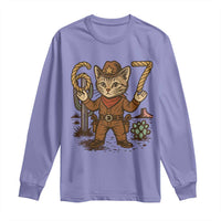 Funny Cowcat Six Seven Meme Long Sleeve Shirt Gen Alpha 67 Trend Gift - Wonder Print Shop