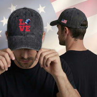 Love Football Fan Supporter Washed Cotton Baseball Cap Gift For Game Day Lovers