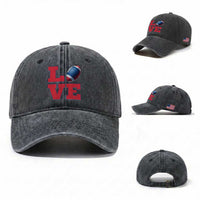 Love Football Fan Supporter Washed Cotton Baseball Cap Gift For Game Day Lovers