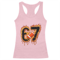 Funny American Football Six Seven Racerback Tank Top Fire Drip 67 Meme - Wonder Print Shop