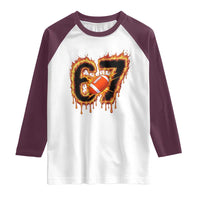 Funny American Football Six Seven Raglan Shirt Fire Drip 67 Meme - Wonder Print Shop
