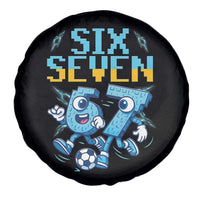 Funny Six Seven Pixel Playing Soccer Spare Tire Cover Gen Z Alpha Gift