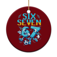 Funny Six Seven Pixel Playing Soccer Ceramic Ornament Gen Z Alpha Gift