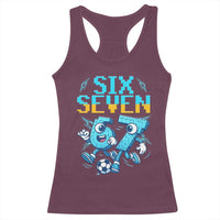 Funny Six Seven Pixel Playing Soccer Racerback Tank Top Gen Z Alpha Gift