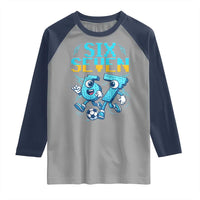 Funny Six Seven Pixel Playing Soccer Raglan Shirt Gen Z Alpha Gift