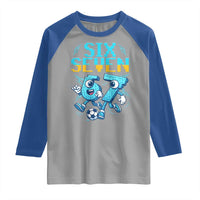 Funny Six Seven Pixel Playing Soccer Raglan Shirt Gen Z Alpha Gift