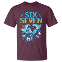 Funny Six Seven Pixel Playing Soccer T Shirt Gen Z Alpha Gift