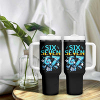 Funny Six Seven Pixel Playing Soccer Tumbler With Handle Gen Z Alpha Gift
