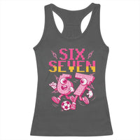 Funny Gen Z Alpha Gift Racerback Tank Top Six Seven Meme Soccer Lover
