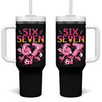 Funny Gen Z Alpha Gift Tumbler With Handle Six Seven Meme Soccer Lover