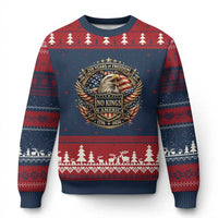 Vintage American Flag Eagle 250th Anniversary Ugly Christmas Sweater No Kings In America