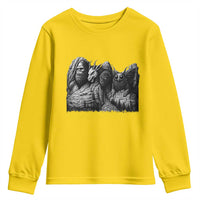 Cryptid Mount Rushmore Youth Sweatshirt Bigfoot Mothman Jersey Devil Chupacabra