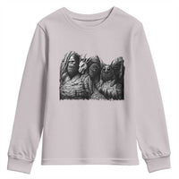 Cryptid Mount Rushmore Youth Sweatshirt Bigfoot Mothman Jersey Devil Chupacabra