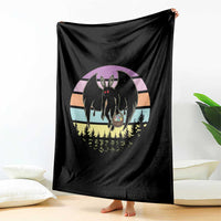 Retro Sunset Mothman Easter Egg Hunt Throw Blanket Cryptid Lover Gift