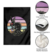 Retro Sunset Chupacabra Easter Egg Hunt Garden Flag Cryptid Lover Gift