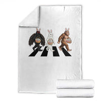 Funny Easter Bunny Bigfoot Mothman Throw Blanket Cryptid Lover Gift