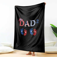 Patriotic Twin Dad American Flag Throw Blanket Father Of Twins USA Gift