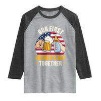 Patriotic Our First Fathers Day Together Raglan Shirt Gift For New Dad