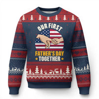 Our First Fathers Day Together Ugly Christmas Sweater Patriotic New Dad Gift