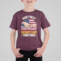 Our First Fathers Day Together T Shirt For Kid Patriotic New Dad Gift
