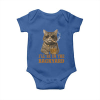 Funny Cat Bourbon Lover Baby Onesie I Will Be In The Backyard Cigar Meme - Wonder Print Shop