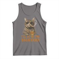 Funny Cat Bourbon Lover Tank Top I Will Be In The Backyard Cigar Meme - Wonder Print Shop