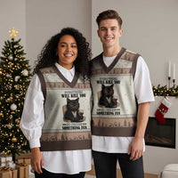 Funny Sarcastic Cat V-Neck Knit Sweater Vest Everything Will Kill You So Choose Something Fun - Wonder Print Shop